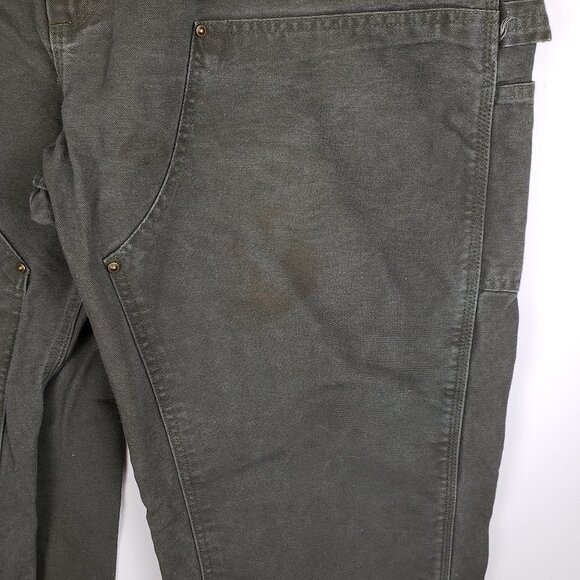 Carhartt Double Knee Work Pants B136 MOS USA Made Green Duck Canvas Size 44 x 30 - Picture 6 of 12